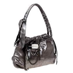 Sonia Rykiel Silver Leather Chain Embellished Shoulder Bag