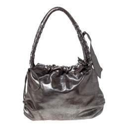 Sonia Rykiel Silver Leather Chain Embellished Shoulder Bag