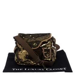 Sonia Rykiel Gold Sequin and Fabric Shoulder Bag