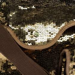 Sonia Rykiel Gold Sequin and Fabric Shoulder Bag