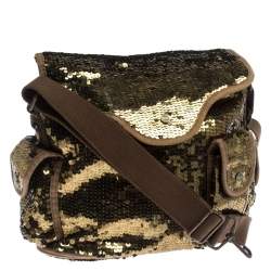 Sonia Rykiel Gold Sequin and Fabric Shoulder Bag