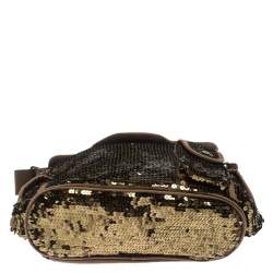 Sonia Rykiel Gold Sequin and Fabric Shoulder Bag