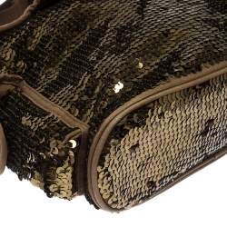 Sonia Rykiel Gold Sequin and Fabric Shoulder Bag