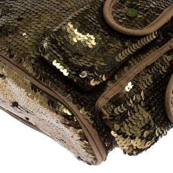 Sonia Rykiel Gold Sequin and Fabric Shoulder Bag