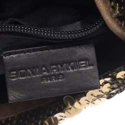Sonia Rykiel Gold Sequin and Fabric Shoulder Bag