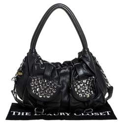 Pre Owned  Sonia Rykiel Black Leather Studded Shoulder Bag