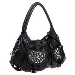 Pre Owned  Sonia Rykiel Black Leather Studded Shoulder Bag