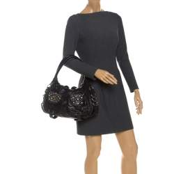 Pre Owned  Sonia Rykiel Black Leather Studded Shoulder Bag