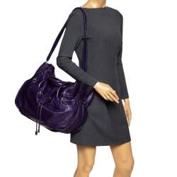 Pre Owned Sonia Rykiel Purple Leather Drawstring Tote