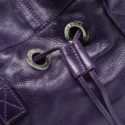 Pre Owned Sonia Rykiel Purple Leather Drawstring Tote