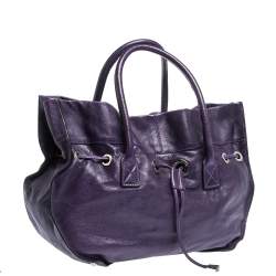 Pre Owned Sonia Rykiel Purple Leather Drawstring Tote