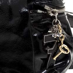 Pre Owned Sonia Rykiel Black Patent Leather Crystal Embellished Top Handle Bag