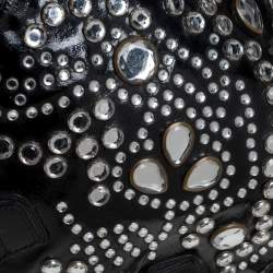 Pre Owned Sonia Rykiel Black Patent Leather Crystal Embellished Top Handle Bag