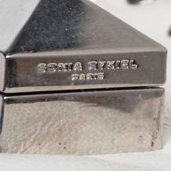 Pre Owned Sonia Rykiel White/Blue Leather Studded Flap Crossbody Bag