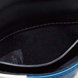 Pre Owned Sonia Rykiel White/Blue Leather Studded Flap Crossbody Bag