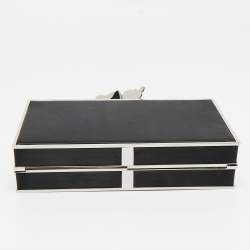 Pre Owned Sophia Webster Black/Silver Satin Clara Butterfly Box Chain Clutch