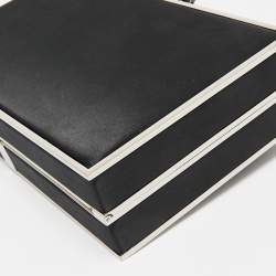 Pre Owned Sophia Webster Black/Silver Satin Clara Butterfly Box Chain Clutch