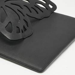 Pre Owned Sophia Webster Black Leather Flossy Butterfly Wristlet Clutch