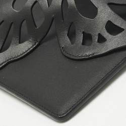 Pre Owned Sophia Webster Black Leather Flossy Butterfly Wristlet Clutch