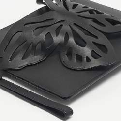 Pre Owned Sophia Webster Black Leather Butterfly Wristlet Clutch
