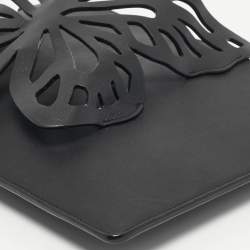 Pre Owned Sophia Webster Black Leather Butterfly Wristlet Clutch