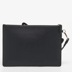 Pre Owned Sophia Webster Black Leather Butterfly Wristlet Clutch