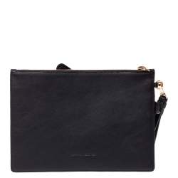 Pre Owned Sophia Webster Black Leather Butterfly Wristlet Pouch