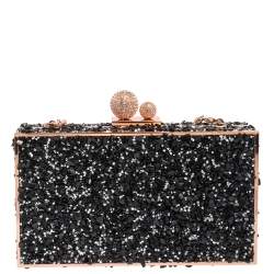 Sophia Webster Black Crystal Embellished Clara Box Clutch