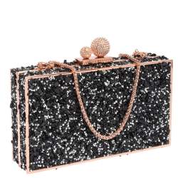 Sophia Webster Black Crystal Embellished Clara Box Clutch