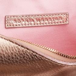 Pre Owned Sophia Webster Metallic Rosegold Leather Butterfly Wristlet Pouch
