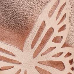 Pre Owned Sophia Webster Metallic Rosegold Leather Butterfly Wristlet Pouch