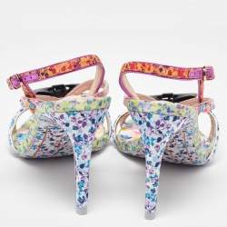 Sophia Webster Multicolor Satin and Patent Leather Laurellie Ankle Strap Sandals 39.5