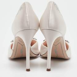 Pre Owned Sophia Webster Cream Satin Crystal Embellished D'orsay Pumps Size 39