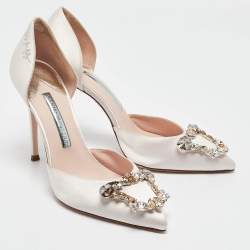 Pre Owned Sophia Webster Cream Satin Crystal Embellished D'orsay Pumps Size 39
