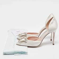 Pre Owned Sophia Webster Cream Satin Crystal Embellished D'orsay Pumps Size 39