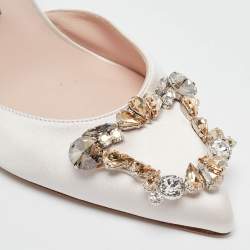 Pre Owned Sophia Webster Cream Satin Crystal Embellished D'orsay Pumps Size 39