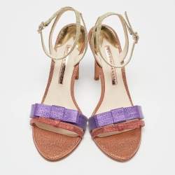 Sophia Webster Multicolor Lurex Fabric Andie Bow Sandals Size 38
