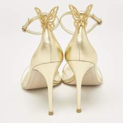 Sophia Webster Gold Leather Mariposa Ankle Strap Sandals Size 40