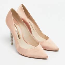 Pre Owned Sophia Webster Pink Satin Coco Crystal Pumps Size 37.5