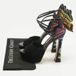 Pre Owned Sophia Webster Multicolor Suede and Satin Crystal Embellish Chiara Platform Pumps Size 39