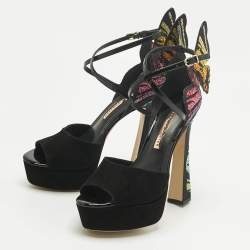 Pre Owned Sophia Webster Multicolor Suede and Satin Crystal Embellish Chiara Platform Pumps Size 39