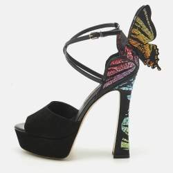 Pre Owned Sophia Webster Multicolor Suede and Satin Crystal Embellish Chiara Platform Pumps Size 39