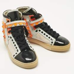 Pre Owned Sophia Webster Multicolor Leather and Glitter Riko High Top Sneakers Size 36