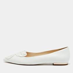 مملوكة مسبقًا Sophia Webster Bibi Butterfly Size 41 White Leather Pointed Toe Ballet Flats