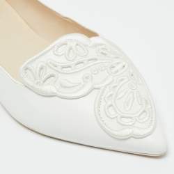 مملوكة مسبقًا Sophia Webster Bibi Butterfly Size 41 White Leather Pointed Toe Ballet Flats