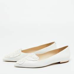 مملوكة مسبقًا Sophia Webster Bibi Butterfly Size 41 White Leather Pointed Toe Ballet Flats