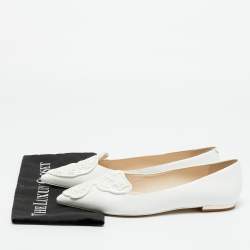 مملوكة مسبقًا Sophia Webster Bibi Butterfly Size 41 White Leather Pointed Toe Ballet Flats