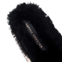 Sophia Webster Beige Leopard Print Calf Hair Crystal Embellished Slides Size 40.5