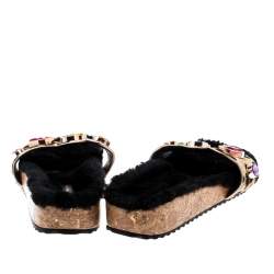 Sophia Webster Beige Leopard Print Calf Hair Crystal Embellished Slides Size 40.5