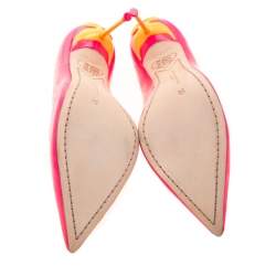 Sophia Webster Florescent Pink Leather Coco Flamingo Pointed Toe Pumps Size 38